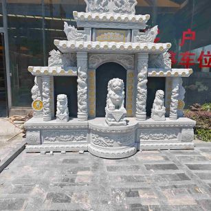齐齐哈尔芝麻白中国黑石材套墓 花岗岩墓碑